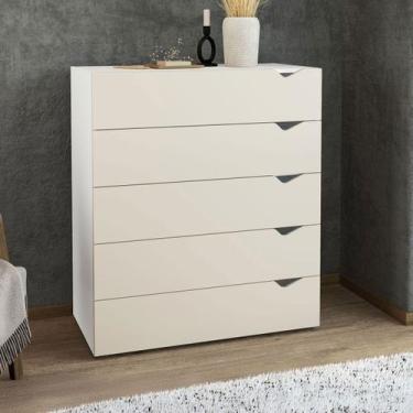 Imagem de Cômoda Porto 5 Gavetas Branco/Creme - Politorno, Bege, Moderno