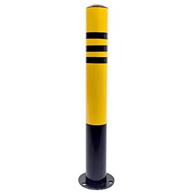 Imagem de CUTPOIY Bollard de estacionamento Cones estacionários de estacionamento barreira de segurança de aço laminado a frio Postes de estacionamento resistentes para calçadas (preto 600 x 76 mm)