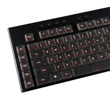 Imagem de YMDK Teclas de simplicidade de fonte branca cor preta sólida material de PC fosco discreto translúcido teclado compatível com teclado mecânico Logi G813 G815 G913 G915 tkl