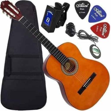 Imagem de Kit Violão Giannini Eletroacústico Canhoto Aço C/ Capa S14