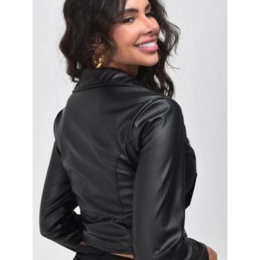 Imagem de Jaqueta Estilosa de material sintético Feminina Ziper Inverno Elegante