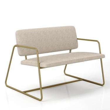 Imagem de Namoradeira Estofada Sintra Industrial Dourado/suede Bege - M.a - A Mó