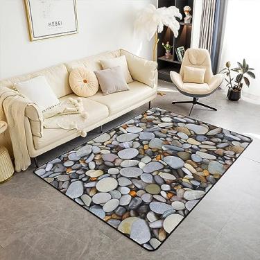 Imagem de Tapete de área 3D de paralelepípedos 1,5 x 1,80 m, tapete antiderrapante para adolescentes e adultos, tapete de piso interno de pedras naturais para cadeiras sofá quarto