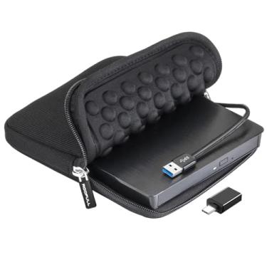 Imagem de ROOFULL CD externo +/-RW Drive, USB 3.0 leitor portátil de DVD/CD-ROM, gravador de disco óptico com estojo de transporte para laptop, desktop, PC, Windows 11/10/8/7, Apple Mac Linux OS