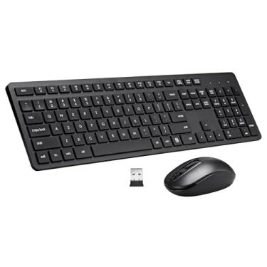 Imagem de FusionLink Conjunto de Teclado e Mouse Sem Fio, Conjunto de Teclado e Mouse 2.4G, Teclado Mudo Externo Sem Fio para Laptop para Windows/Vista/XP/Chrome OS/Linux (Preto)
