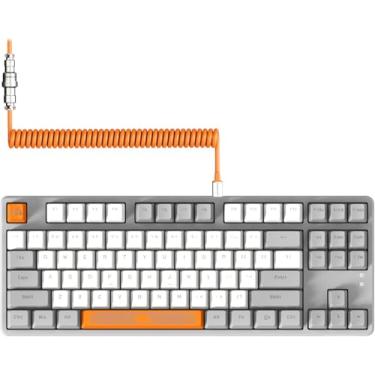 Imagem de MAGIC-REFINER AK873 Teclado Mecânico 75% TKL, Switch Vermelho Linear, RGB, Teclas PBT - PC/Mac (Laranja Cinza)