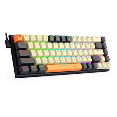 Imagem de Redragon Teclado 60% mecânico para jogos, teclado RGB de escritório com 68 teclas, macro programável, interruptores vermelhos para laptop Windows Mac, PC, preto/bege/laranja