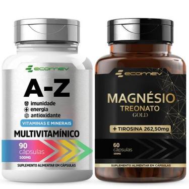 Imagem de Kit Multivitaminico Az 22 Vitaminas Magnesio Treonato L Tirosina Ecome