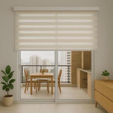 Imagem de Persiana Double Vision Sunny 200larg x 220alt Linho Creme (com bandô) 