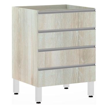 Imagem de Balcão Sem Tampo Gaveteiro 60cm Lis Legno Crema