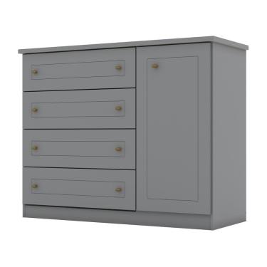 Imagem de Cômoda Mississipi 01 Porta 04 Gavetas Henn Cinza
