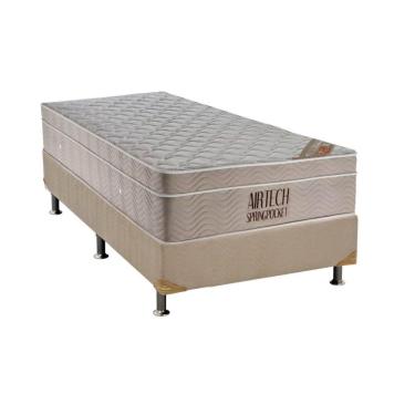 Imagem de Cama Box Solteiro: Colchão Molas Ortobom Superpocket Fort Airtech Spring + Base Branco(88X188)