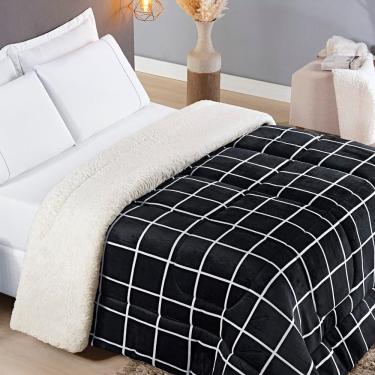 Imagem de Coberdrom Sherpa E Flannel Austin Queen Manta 150g 01 Peça - Preto