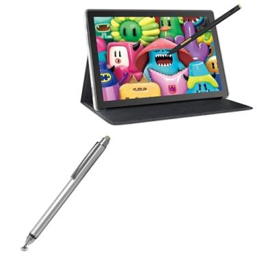 Imagem de BoxWave Caneta Stylus compatível com Huion Kamvas Slate 10 (25.7 cm) - Caneta capacitiva DualTip, ponta de fibra de ponta de disco, caneta Stylus capacitiva - prata metálica