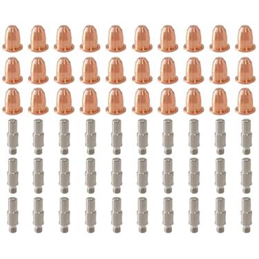 Imagem de TIANLYLIN Kit de acessórios para tocha de cortador de plasma 60 peças PR0010 eletrodos PD0116-08 pontas de bocal guia espaçador tampa de retenção difusor de gás consumíveis para lanterna S45