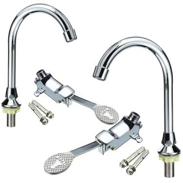 Imagem de Torneira Valvula Acionamento Pedal Kit 2 Uni Banheiro Hospital Clinica Laboratorio Pisc...