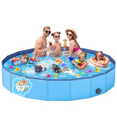 Imagem de Piscina dobrável para cães, YSJILIDE portátil, PVC, para animais de estimação, banho de plástico dobrável para cães grandes, médios e pequenos (XXXXL-246 azul)