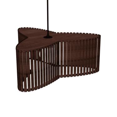 Imagem de Luminária Pendente Trevo Modelo Ripado Marrom