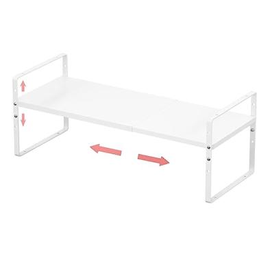 Imagem de Organizador de temperos expansível empilhável em prateleira de armário organização de armário de cozinha empilhável rack de especiarias cozinha despensa bancada armazenamento grande/branco 1 pacote