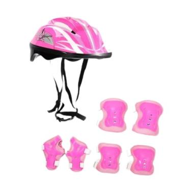 Imagem de oshhni Conjunto de capacete de bicicleta infantil protetor de alta confiabilidade capacete de patinação equilíbrio equipamento de bicicleta para esportes de, Rosa