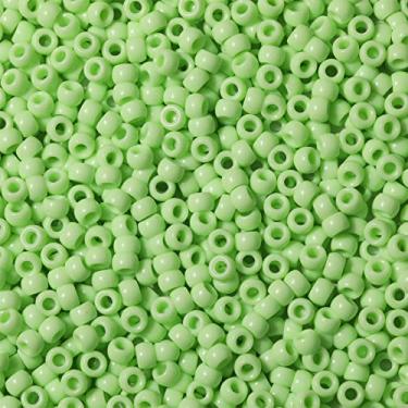 Imagem de Bala&Fillic Contas de pônei verde claro de 6 x 9 mm com superfície lisa 1000 pçs cor de lápis de cor (verde claro)