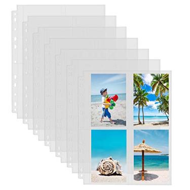Imagem de Sooez Pacote com 30 capas de fotos resistentes para fichário de 3 anéis (240 fotos), páginas de refil de álbum de plástico de 9,5 x 12,8 cm, capas transparentes de arquivo, páginas de fichário