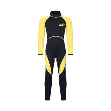 Imagem de CIADAZ Roupa de mergulho infantil perfeita para meninos e meninas 3 mm de espessura para calor extra Neoprene Full Shorty Wet Suits em água fria para surf, natação, mergulho, roupa de mergulho ideal p