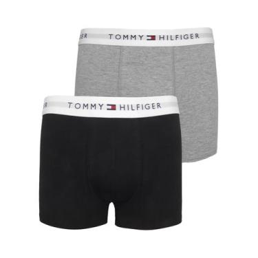 Imagem de Cueca Tommy Hilfiger Cotton Stretch Boxer Trunk Preta/Cinza Pack 2UN, 