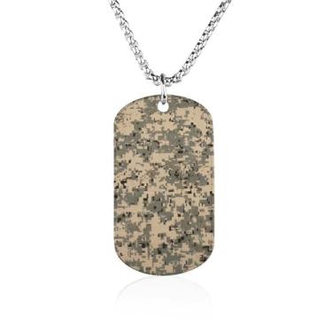 Imagem de LQWOK Colares, colares impressos de camuflagem digital do exército, colares memoriais, colares com pingentes, colares de fotos, colares femininos, aço de titânio, sem pedra preciosa