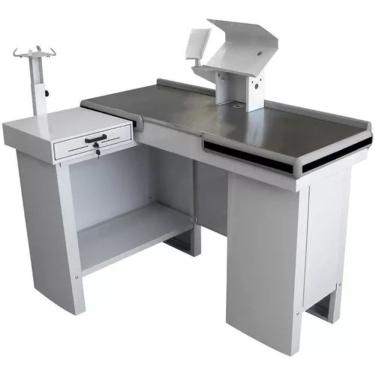 Imagem de Checkout Caixa Supermercado Kit Automação E Furo Balança 130 Cor Branco Perfil Preto