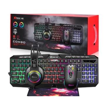 Imagem de Kit Gamer Completo XtrikeME Teclado, Mouse, Headset e Mousepad