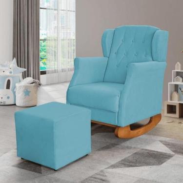 Imagem de Poltrona Amamentação Balanço Descanso Helena Com Puff Suede - DECORELI
