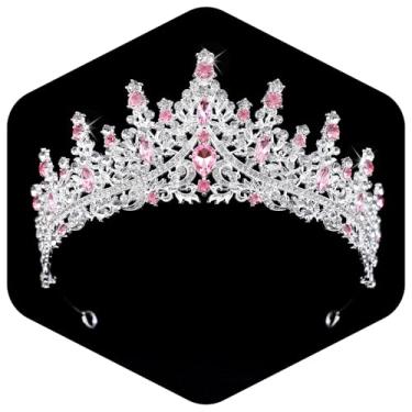 Imagem de Tiara para mulheres, coroas de rainha de cristal, tiaras de princesa com strass, tiara de casamento para meninas, acessórios de cabelo para noiva, para fantasia de Halloween, festa de aniversário
