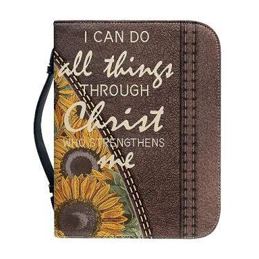 Imagem de Mumeson Bolsa de mão de couro PU resistente à água para mulheres e homens, bolsa de igreja, Girassol águia, XX-Large