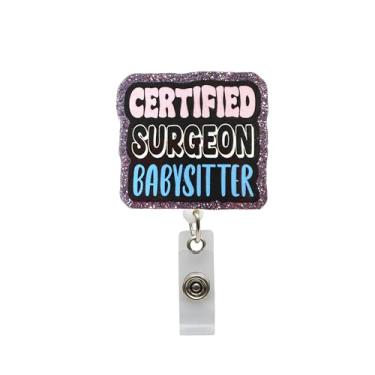 Imagem de Carretel de crachá de enfermeira de cirurgião certificado - Cordão retrátil para enfermeiras, médicos, equipe médica, engraçado, fofo, enfermeiras, presentes de semana, estudantes de enfermagem, RN