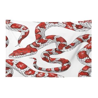 Imagem de Bandeira com quatro furos bandeiras para todos os climas bandeira decorativa impressa em cobra vermelha e branca bandeiras de poliéster adequadas para uso interno e externo 89 x 159 centímetros