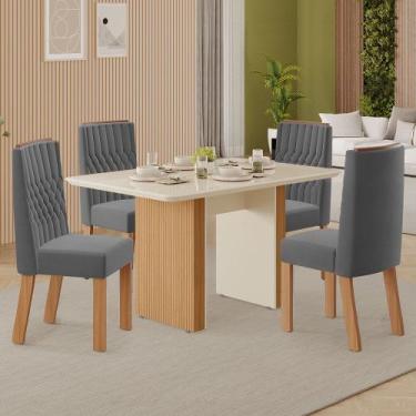 Imagem de Conjunto de Sala de Jantar Helena 1,20 com 4 Cadeiras Zilu 100% MDF Tu