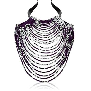 Imagem de Kente nyama Colar africano feminino Ankara com vários fios de algodão tecido africano, one size, Algodão, Sem Pedra Preciosa