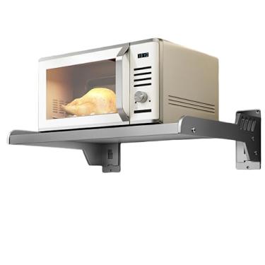 Imagem de Suporte de prateleira de forno de micro-ondas montado na parede, rack de panela elétrico inoxidável para acessórios de armazenamento de cozinha, prateleiras de armazenamento de serviço (camada única