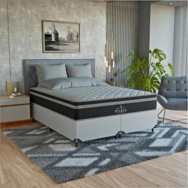 Imagem de Cama Box Queen Branco + Colchão Paris Molas Ensacadas Preto - eShop ca