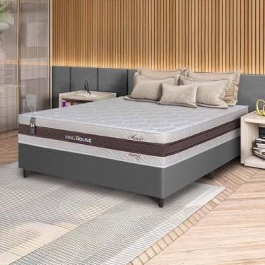 Imagem de Conjunto Box Cinza Mali Bege Molas Ensacadas Casal 138x188x70 - King House