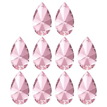 Imagem de PATIKIL Pingentes de cristal K9, contas em gota, pacote com 10 peças de prismas de lustre de 38 mm, contas penduradas, lâmpada faça você mesmo para decoração de artesanato, rosa