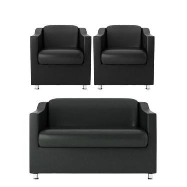 Imagem de Namoradeira + 2 Polt. Bia P/ Sala de Estar Recepção material sintético