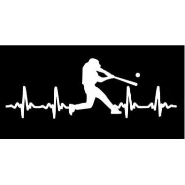 Imagem de LLI Batimento cardíaco de beisebol | Adesivo de vinil decalque | Laptop Carros Caminhões Vans Paredes | Branco | 14 x 5 cm | LLI1226