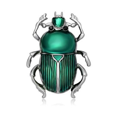 Imagem de MANZHEN Broche de inseto de besouro esmaltado multicolorido, Zinco