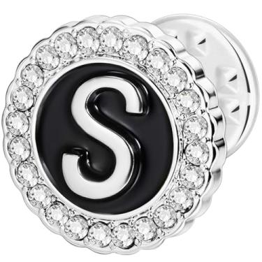 Imagem de HAWSON Alfinetes de lapela com inicial A-Z, alfinetes de gravata personalizados de ouro/prata 18K para ternos, gravatas, chapéus, homens e mulheres, Latão, Sem Pedra Preciosa