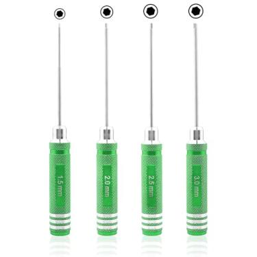 Imagem de GDOOL Conjunto de 4 chaves de fenda sextavadas de 1,5 mm, 2,0 mm, 2,5 mm, 3,0 mm, kit de chaves Allen, ferramentas de reparo de RC para traxxas RC carro, drone, vários eixos, helicóptero Arrma Axial