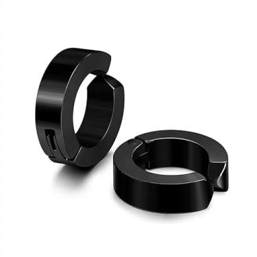 Imagem de 2 peças de aço inoxidável masculino de pressão brincos de argola de pressão hipoalergênicos não perfurados, Aço inoxidável, Sem Pedra Preciosa