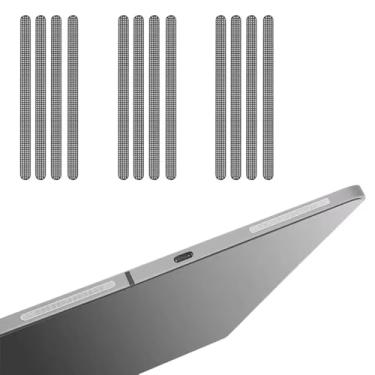 Imagem de 12 peças de adesivos de rede de metal à prova de poeira para fone de ouvido malha de metal antipoeira rede protetora para iPad Pro 27.9 cm 32.8 cm Air 4 5 (preto)