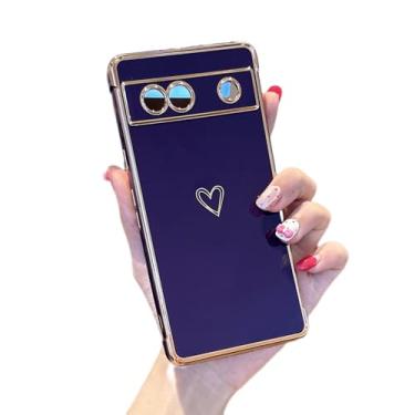 Imagem de ZTOFERA Capa para Samsung Galaxy Google Pixel 7A, linda estampa de corações amorosos com proteção de lente de câmera, capa de celular para Galaxy Google Pixel 7a 6,1 polegadas, violeta escuro